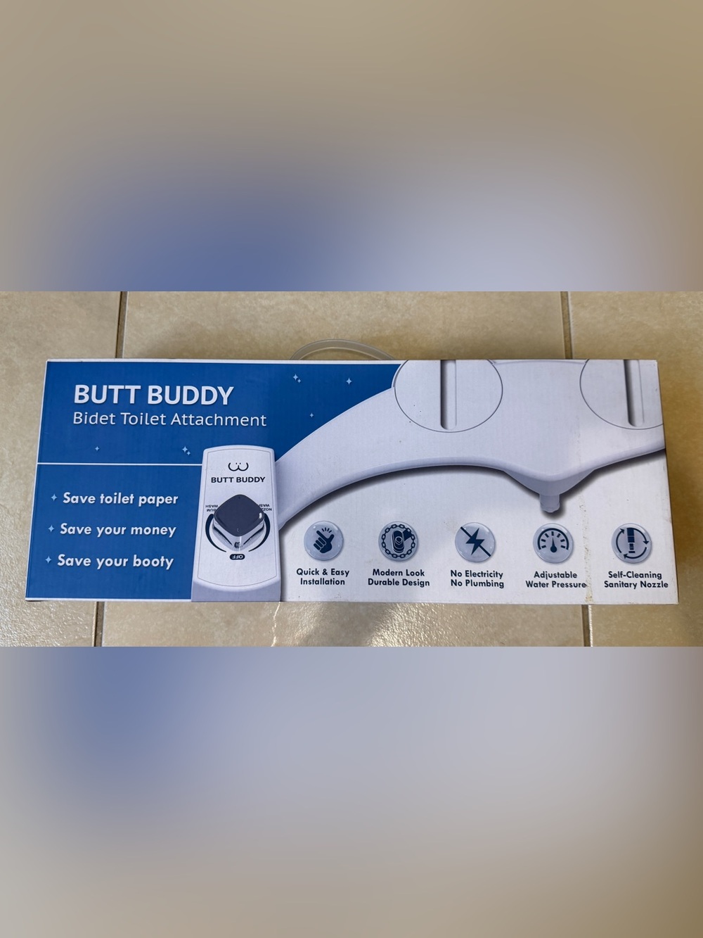 In My Bathroom BUTT BUDDY Bidet Toilet Seat Attachment & Water Sprayer -Open Box